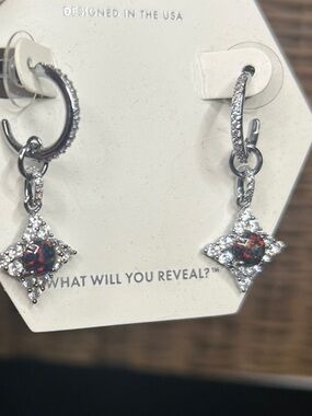 Black Fire Opal Silver Dangle Earrings -lab grown.  Designed in the USA